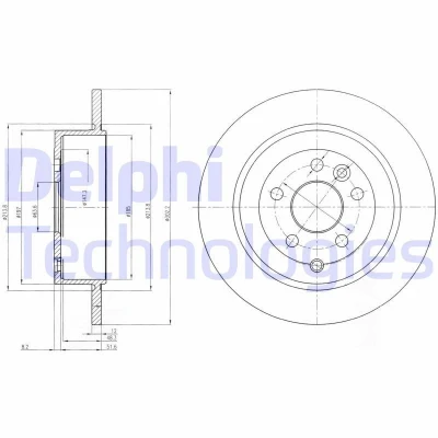 Imagem de DELPHI BG4124C Disco de travão 302 12 5 cheio revestido não tratado sem o rolamento da roda, anel sensor do ABS