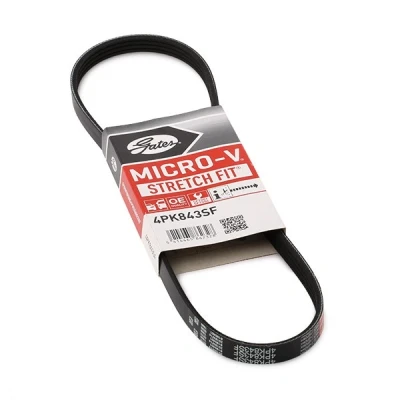 Imagem de GATES Micro V Stretch Fit 4PK843SF Correia trapezoidal estriada 843 4 PA (poliamida), EPDM (borracha de etileno propileno dieno) BMW: 5 Sedan