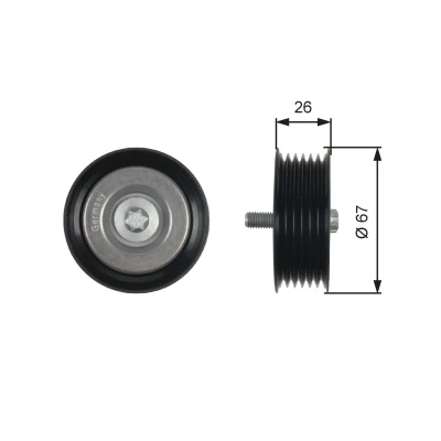 Imagem de GATES T36438 Polia de Desvio FleetRunner Micro V Stretch Fit com estrias MERCEDES BENZ: Classe E Sedan, C Sedan