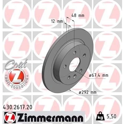 Imagem de ZIMMERMANN COAT Z 430.2617.20 Disco de travão 292 12 6/5 5 120 cheio revestido OPEL: Insignia A Sports Tourer, Sedan, Hatchback