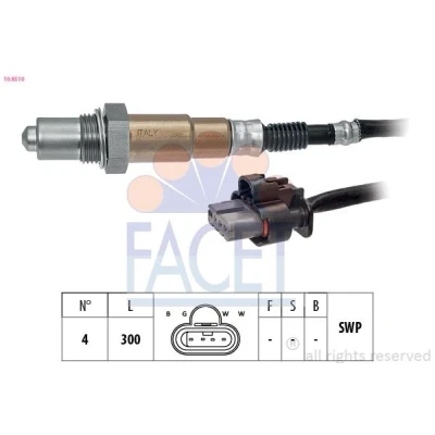 Imagem de FACET 10.8510 Sonda lambda com aquecimento, plana, Rosca pré lubrificada