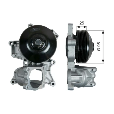 Imagem de GATES WP0121 Bomba de água para polia correia trapezoidal estriada BMW: 1 Hatchback, 3 Coupe, 5 Touring