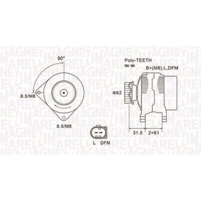 Imagem de MAGNETI MARELLI 063731820010 Alternador 14V 180A VOLKSWAGEN: Touareg I
