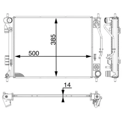 Imagem de MAHLE ORIGINAL CR 1972 000P Radiador, arrefecimento do motor 500 385 18 Caixa de velocidades manual Aletas refrigeração soldadas KIA: Venga
