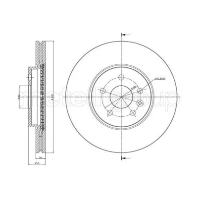 Imagem de METELLI Disco de travão OPEL: Mokka / X 300,0mm 26,0mm 5 60,0mm ventilado pintado 23 1507C 13502059,569091 Discos