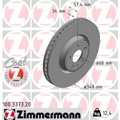 Imagem de ZIMMERMANN COAT Z 100.3373.20 Disco de travão 349 34 6/5 5 112 interior ventilado revestido alto carbono AUDI: A4 B9 Avant, A5 Sportback, Q5