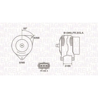 Imagem de MAGNETI MARELLI 063731857010 Alternador 14V 125A FORD: Focus Mk1 Hatchback, Carrinha, Transit Connect Van