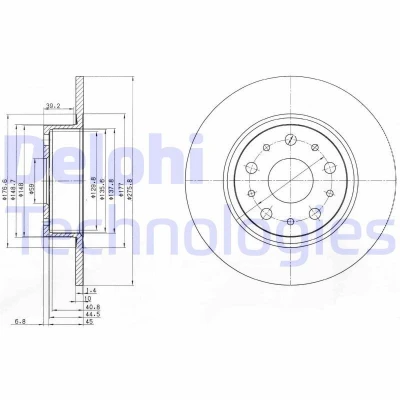 Imagem de DELPHI BG3076 Disco de travão 276 10 5 cheio oleado não tratado sem o rolamento da roda, anel sensor do ABS ALFA ROMEO: 166