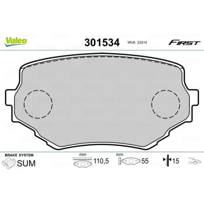 Imagem de VALEO 301534 Jogo de pastilhas para travão disco Eixo dianteiro excl. contacto aviso desgaste sem chapa anti ruído SUZUKI: Vitara I SUV