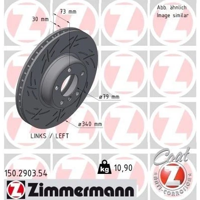 Imagem de ZIMMERMANN 150.2903.54 Disco de travão 340 30 6/5 5 120 interior ventilado, fendido revestido alto carbono BMW: 3 Touring, 1 Hatchback, Sedan