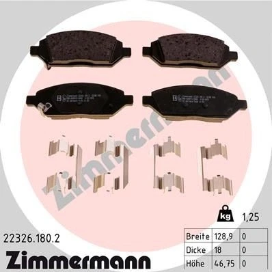 Imagem de ZIMMERMANN 22326.180.2 Jogo de pastilhas para travão disco OPEL: Karl