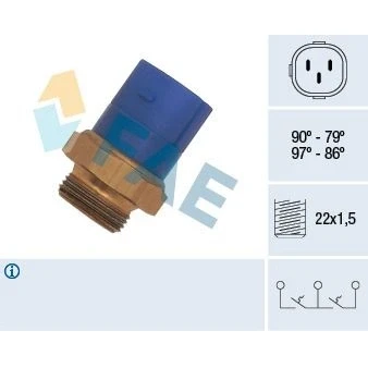 Imagem de FAE 38170 Interruptor de temperatura, ventilador do radiador VOLKSWAGEN: Golf 3, 4, Sharan I, SEAT: Ibiza 2, SKODA: FELICIA 1