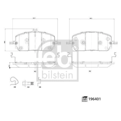 Imagem de FEBI BILSTEIN Jogo de pastilhas para travão disco Eixo dianteiro com avisador sonoro desgaste 196401 MERCEDES BENZ: GLC Coupe, Classe E T Model