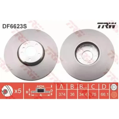 Imagem de TRW DF6623S disco de travão 374 36 5 120 ventilado, duas peças alto carbono BMW: 7, GT