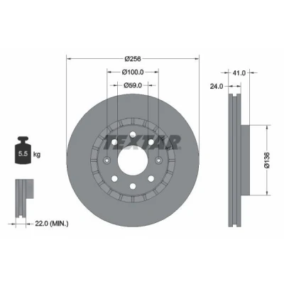 Imagem de TEXTAR 92263303 Disco de travão 256 24 06/08 100 ventilado fora revestido sem pernos fixação da roda, cubo roda CHEVROLET: Aveo Sedan