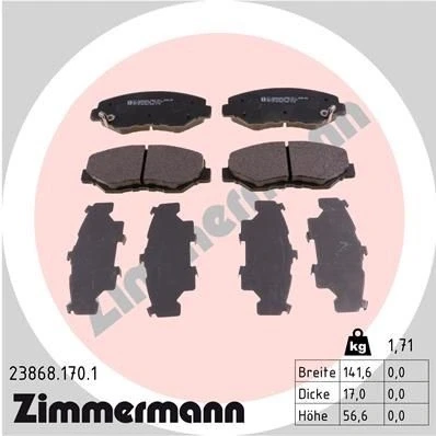 Imagem de ZIMMERMANN 23868.170.1 Jogo de pastilhas para travão disco com avisador sonoro desgaste A imagem corresponde ao volume fornecimento