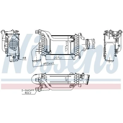 Imagem de NISSENS 961455 Intercooler com acoplamentos rápidos Ligação esquerda, angular, direita, angular MERCEDES BENZ: Classe C T modell