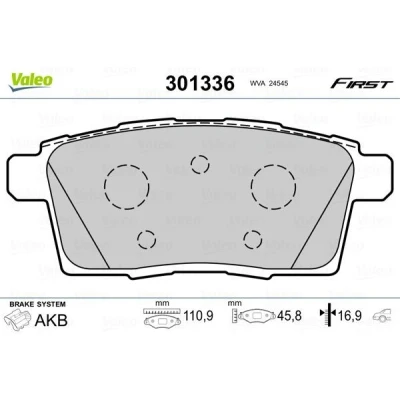 Imagem de VALEO 301336 Jogo de pastilhas para travão disco FIRST Eixo traseiro excl. contacto aviso desgaste sem chapa anti ruído MAZDA: CX 7