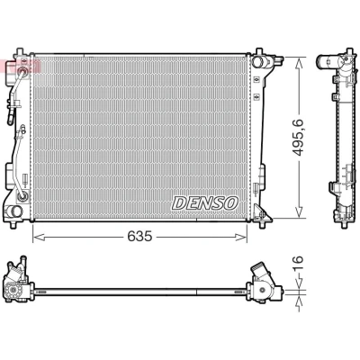 Imagem de DENSO DRM41036 Radiador, arrefecimento do motor 635mm 480mm 16mm KIA: Sportage IV