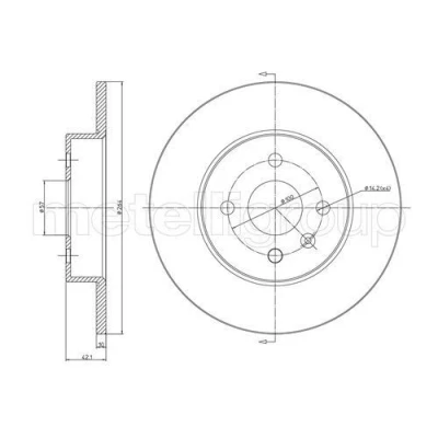 Imagem de METELLI Disco de travão OPEL: Combo C Van / Carrinha, Corsa Van, Meriva A 264,0mm 10,0mm 4 57,0mm cheio pintado 23 0799C 569116,93176548