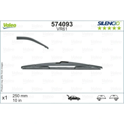 Imagem de Escova do limpa vidros Valeo 574093 250mm traseira de em arco TOYOTA: Auris Carrinha, RAV4 IV SUV, Yaris IV, JEEP: Compass
