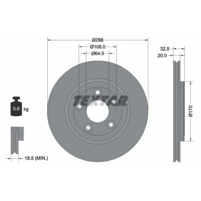 Imagem de Disco de travão TEXTAR 92099100 voltar/ventilado/1 peça