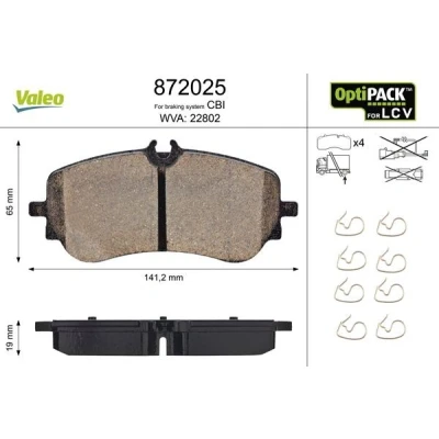 Imagem de VALEO 872025 Jogo de pastilhas para travão disco Eixo traseiro condições utilização difíceis VOLKSWAGEN: Crafter Van