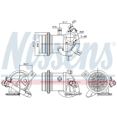 Imagem de NISSENS 989424 Radiador EGR sem &#039;bypass&#039; de vácuo