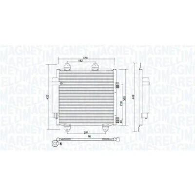 Imagem de MAGNETI MARELLI 350203753000 Condensador com secador 370x332x16 331,8 370 16 CITROËN: C1 I, II, PEUGEOT: 107 Hatchback