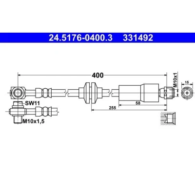 Imagem de ATE 24.5176 0400.3 Mangueira de Travão 400 M10x1 OPEL: Astra J Sports Tourer
