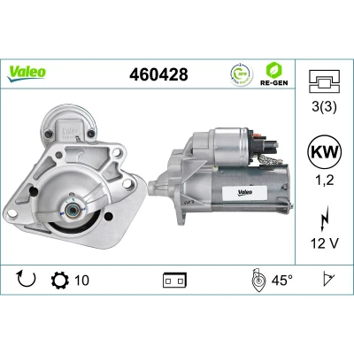 Imagem de VALEO 460428 Motor de arranque 12 1,2 10 RENAULT: CLIO 2, Kangoo II Express, GRAND SCENIC 3, DACIA: LOGAN Duster