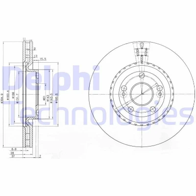 Imagem de DELPHI BG3685 Disco de travão 305 28 5 ventilado oleado não tratado sem o rolamento da roda, anel sensor do ABS RENAULT: ESPACE 3