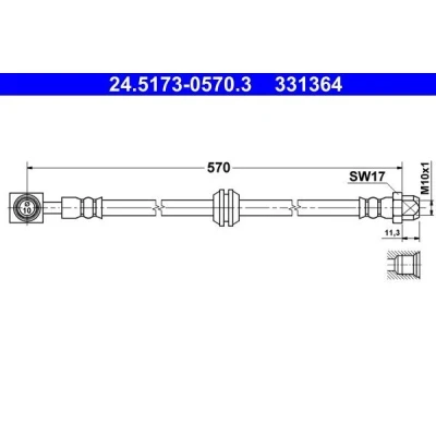 Imagem de ATE 24.5173 0570.3 Mangueira de Travão 570 M10x1 MINI: Hatchback