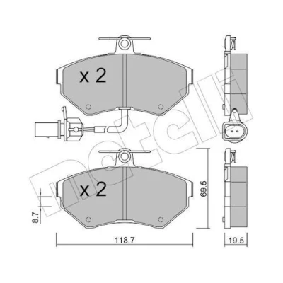 Imagem de METELLI 22 0215 2 Jogo de pastilhas para travão disco incl. contacto aviso desgaste AUDI: A4 B6 Avant, B5 Sedan