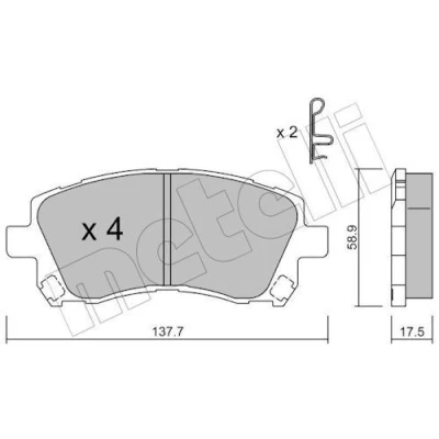 Imagem de METELLI 22 0296 0 Jogo de pastilhas para travão disco com avisador sonoro desgaste SUBARU: Impreza I Sedan, Forester