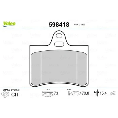 Imagem de VALEO 598418 Jogo de pastilhas para travão disco Eixo traseiro excl. contacto aviso desgaste sem chapa anti ruído CITROËN: C5 I Hatchback