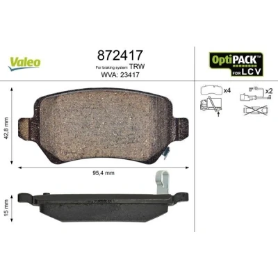 Imagem de VALEO 872417 Jogo de pastilhas para travão disco OPEL: Combo C Van / Carrinha, Tour, D Carrinha