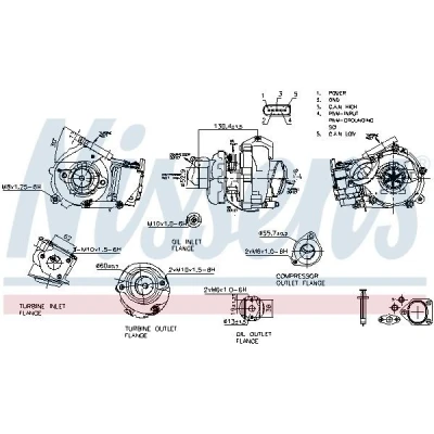 Imagem de NISSENS 93502 Turbocompressor accionado pelos gases de escape arrefecido a óleo pneumático sem colector BMW: 5 Sedan, X3