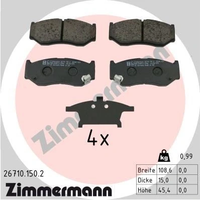 Imagem de ZIMMERMANN 26710.150.2 Jogo de pastilhas para travão disco com avisador sonoro desgaste A imagem corresponde ao volume fornecimento