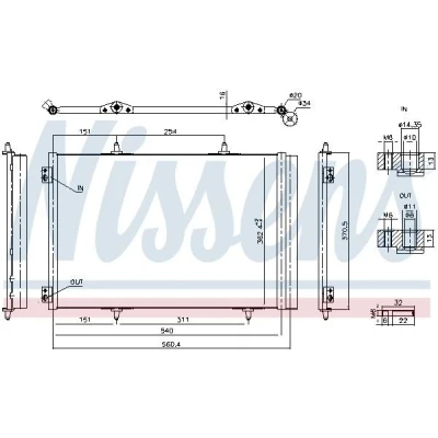 Imagem de NISSENS 941276 Condensador com secador Alumínio 540 R 134a PEUGEOT: 208 I Hatchback, 2008 Carrinha, CITROËN: C4 II Cactus, C3 Aircross 2