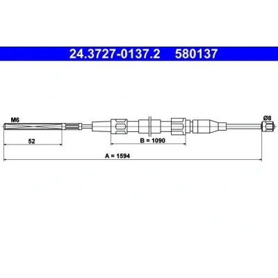 Imagem de ATE 24.3727 0137.2 Cabo de Freio Mão 1594 VOLKSWAGEN: Polo II Hatchback