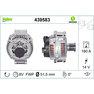 Imagem de VALEO 439583 Alternador 14V 180A