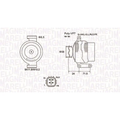 Imagem de MAGNETI MARELLI 063732029010 Alternador 12V 130A TOYOTA: Corolla Verso, RAV4 III SUV, LEXUS: IS 2