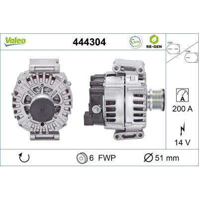 Imagem de VALEO 444304 Alternador 14V 200A MERCEDES BENZ: Sprinter 4.6 T Camião de plataforma/Chassis, 3.5 Van