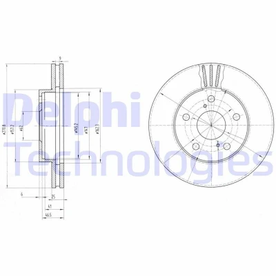 Imagem de DELPHI Disco de travão 271mm 25mm 5 ventilado oleado não tratado BG2906 4251228090,4351228090,4351228100 Discos