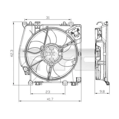 Imagem de TYC 828 0001 ventilador de radiador 340 200 com estrutura do (caixilho)