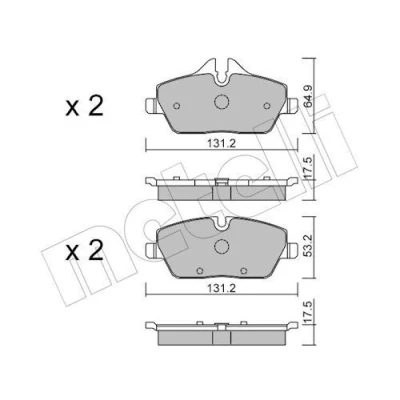 Imagem de METELLI 22 0664 0 Jogo de pastilhas para travão disco preparado indicador aviso desgaste MINI: Hatchback, Hatchback