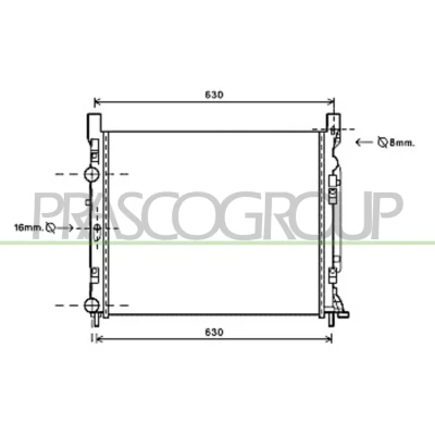 Imagem de PRASCO ME750R002 Radiador, arrefecimento do motor Alumínio 560mm 489mm 23mm Aletas de refrigeração unidas mecanicamente RENAULT: Kangoo I Express