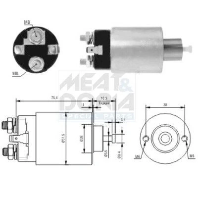 Imagem de Interruptor de solenoide, motor arranque MEAT &amp; DORIA 46167