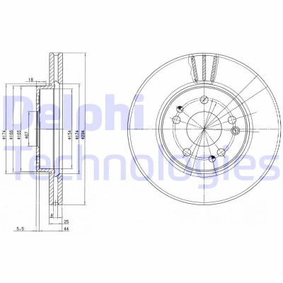 Imagem de DELPHI BG2772 Disco de travão 294 25 5 ventilado oleado não tratado sem o rolamento da roda, anel sensor do ABS MERCEDES BENZ: W124 Sedan